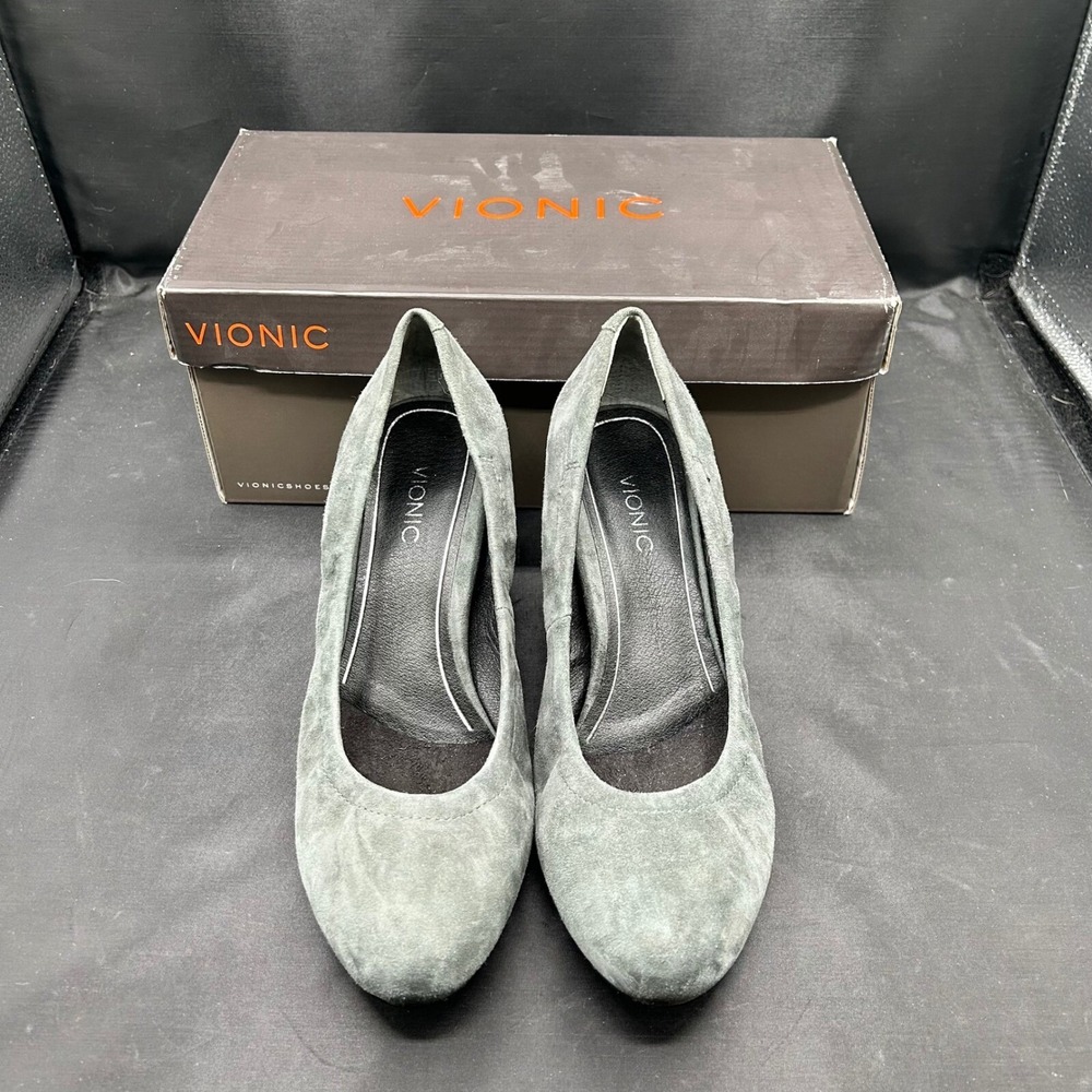 Vionic‎ Lux Camden Wedge Heel Pumps Comfortable Dark Gray Suede Size 8 - Picture 2 of 13